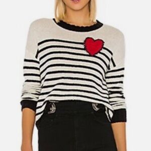 Rails Women’s  Perci Bretton Heart Stripe Sweater White Black Wool Alpaca XS